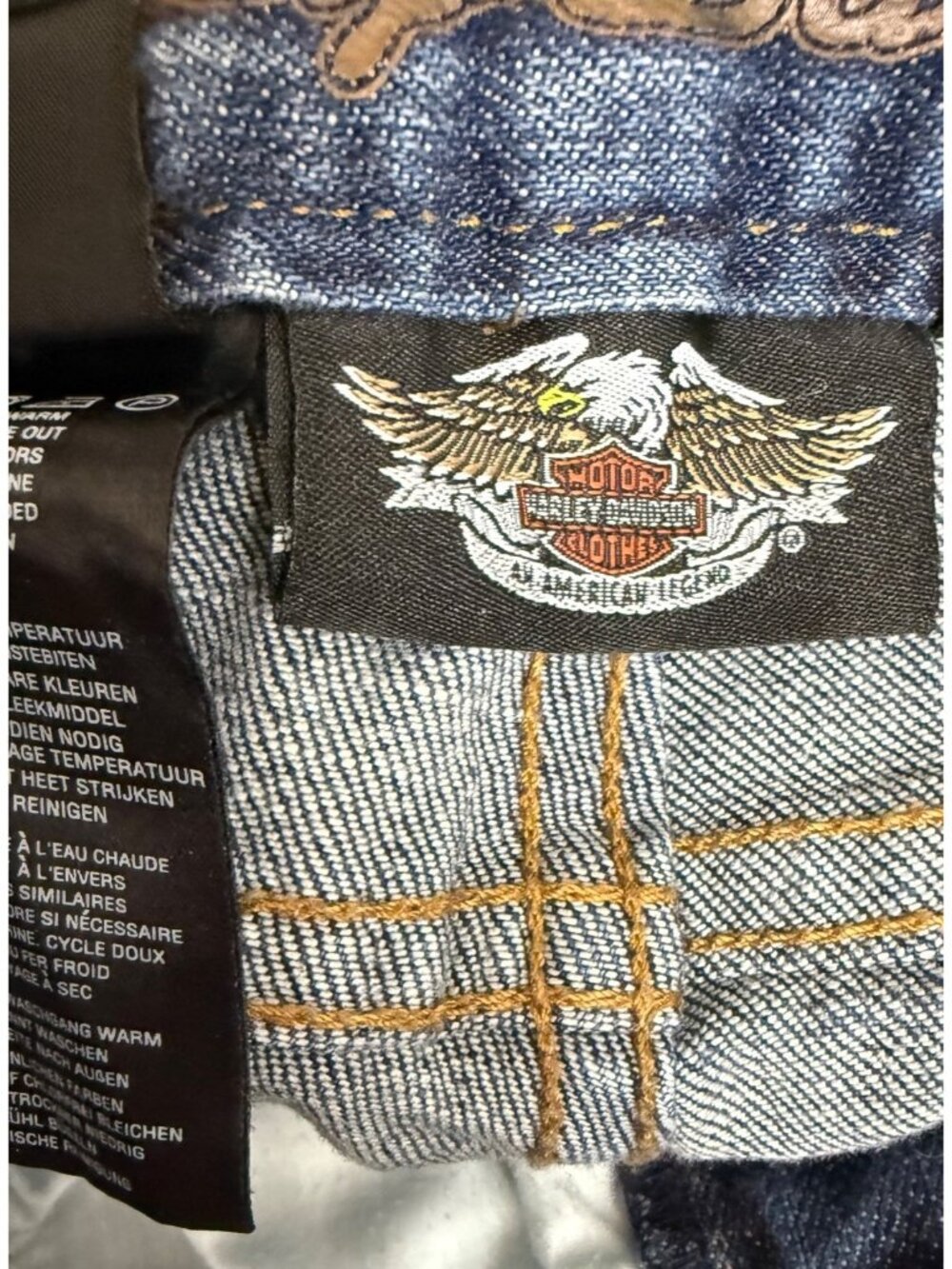 Harley Davidson Blue Denim Bootcut Stretch Jeans Womens Size Petite 2 - Picture 8 of 12